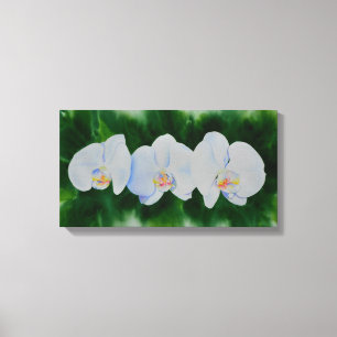Elegant tropisch wit waterverf orchidee schilderij canvas afdruk