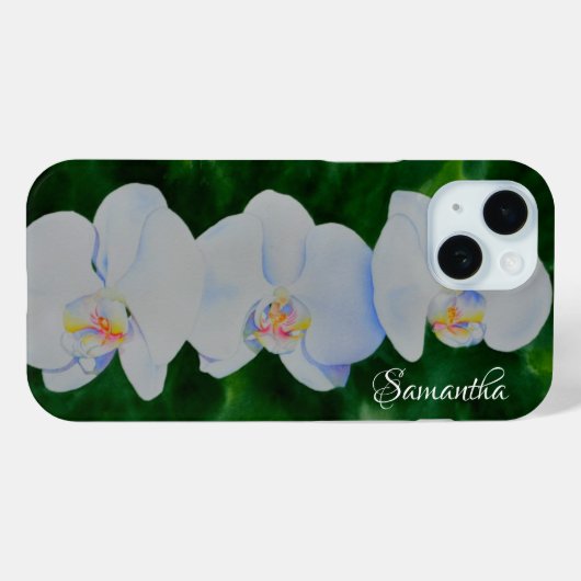 Elegant tropisch wit waterverf orchidee schilderij Case-Mate iPhone case (Achterkant (horizontaal))