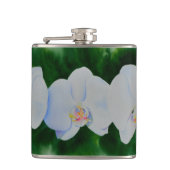 Elegant tropisch wit waterverf orchidee schilderij heupfles (Voorkant)