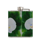 Elegant tropisch wit waterverf orchidee schilderij heupfles (Achterkant)