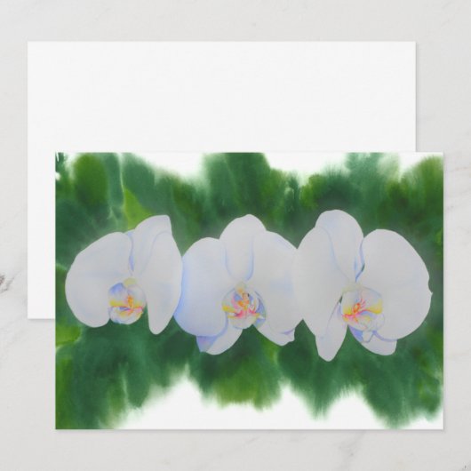 Elegant tropisch wit waterverf orchidee schilderij kaart (Voorkant / Achterkant)