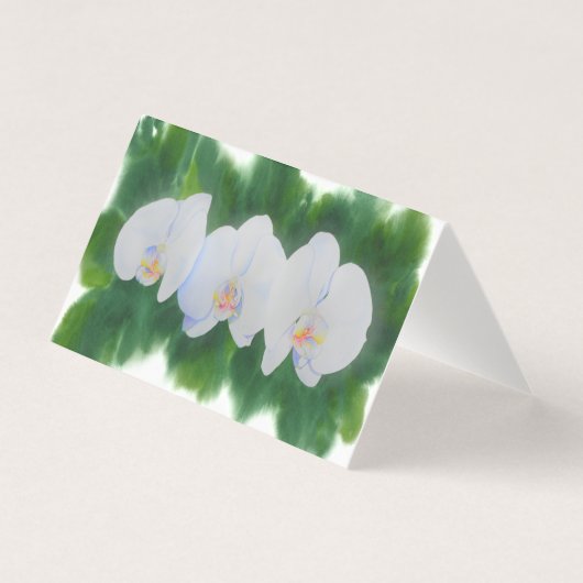 Elegant tropisch wit waterverf orchidee schilderij kaart (Voorkant)