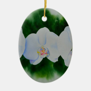 Elegant tropisch wit waterverf orchidee schilderij keramisch ornament