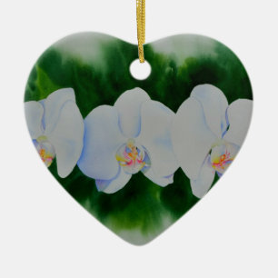 Elegant tropisch wit waterverf orchidee schilderij keramisch ornament