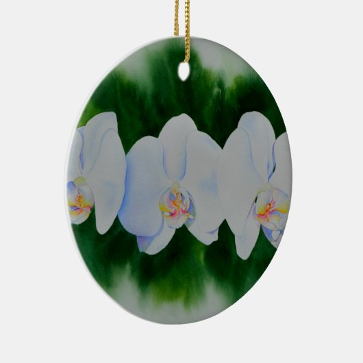 Elegant tropisch wit waterverf orchidee schilderij keramisch ornament (Rechts)