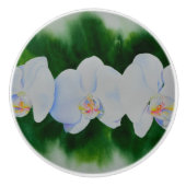 Elegant tropisch wit waterverf orchidee schilderij keramische knop (Voorkant)