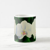 Elegant tropisch wit waterverf orchidee schilderij koffiemok (Center)