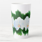 Elegant tropisch wit waterverf orchidee schilderij latte mok (Voorkant)
