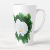 Elegant tropisch wit waterverf orchidee schilderij latte mok (Rechts)