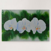 Elegant tropisch wit waterverf orchidee schilderij legpuzzel (Horizontaal)