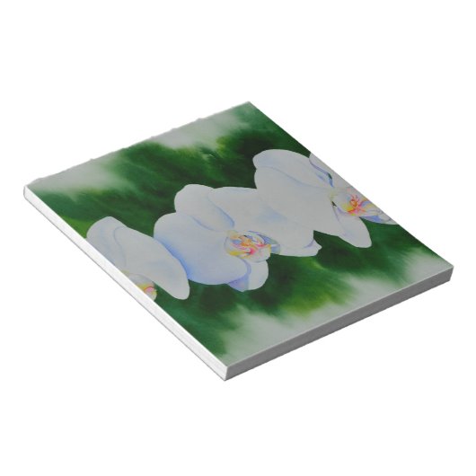 Elegant tropisch wit waterverf orchidee schilderij notitieblok (Schuin)