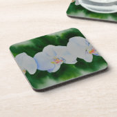 Elegant tropisch wit waterverf orchidee schilderij onderzetter (Linkerzijde)