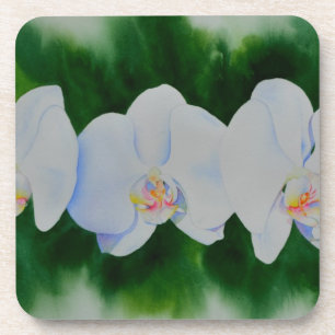 Elegant tropisch wit waterverf orchidee schilderij onderzetter