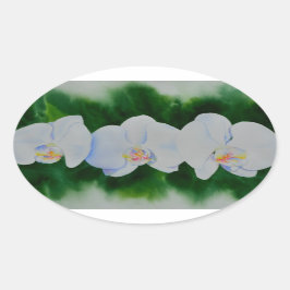 Elegant tropisch wit waterverf orchidee schilderij ovale sticker