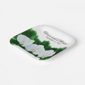 Elegant tropisch wit waterverf orchidee schilderij papieren bordje (Gebogen)