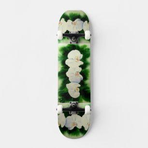 Elegant tropisch wit waterverf orchidee schilderij persoonlijk skateboard
