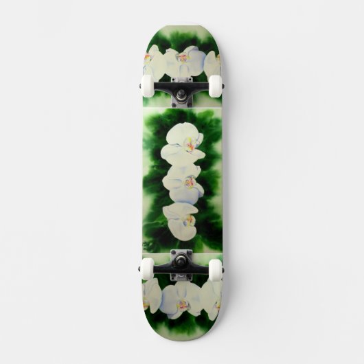 Elegant tropisch wit waterverf orchidee schilderij persoonlijk skateboard (Voorkant)