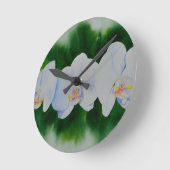 Elegant tropisch wit waterverf orchidee schilderij ronde klok (Hoek)