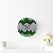 Elegant tropisch wit waterverf orchidee schilderij ronde klok (Huis)