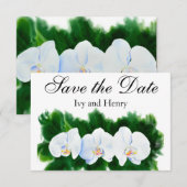 Elegant tropisch wit waterverf orchidee schilderij save the date (Voorkant / Achterkant)
