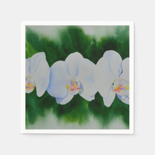 Elegant tropisch wit waterverf orchidee schilderij servet (Voorkant)