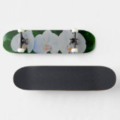 Elegant tropisch wit waterverf orchidee schilderij skateboard (Horizontaal)