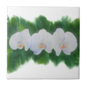 Elegant tropisch wit waterverf orchidee schilderij tegeltje (Voorkant)