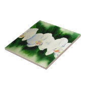 Elegant tropisch wit waterverf orchidee schilderij tegeltje (Zijkant)