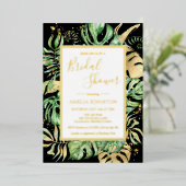 Elegant Tropisch Zwart & Gold Modern Vrijgezellenf Folie Uitnodiging (Staand Voorkant)