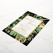 Elegant Tropisch Zwart & Gold Modern Vrijgezellenf Folie Uitnodiging (Gedraaid)