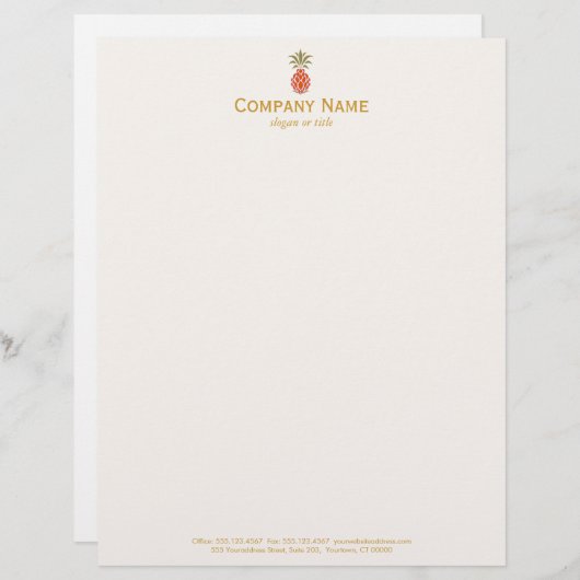 Elegant tropische anananas Logo Briefhoofd Ontwerp (Voorkant / Achterkant)