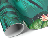 Elegant Tropische Bladeren en Hibiscus Flowers | Cadeaupapier (Rol Hoek)