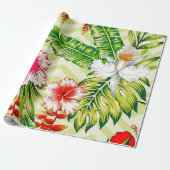 Elegant Tropische Bladeren en Hibiscus Flowers | Cadeaupapier (Uitgerold)