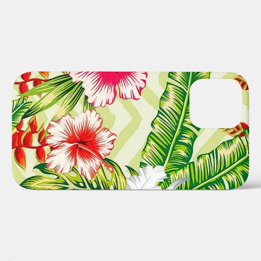 Elegant Tropische Bladeren en Hibiscus Flowers | Case-Mate iPhone Case (Achterkant (horizontaal))