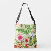 Elegant Tropische Bladeren en Hibiscus Flowers | Crossbody Tas (Achterkant)