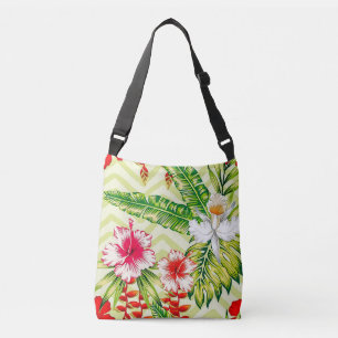 Elegant Tropische Bladeren en Hibiscus Flowers   Crossbody Tas