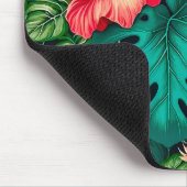 Elegant Tropische Bladeren en Hibiscus Flowers | Muismat (Hoek)