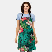 Elegant Tropische Bladeren en Hibiscus Flowers | Schort (Gedragen)