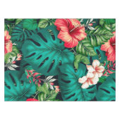 Elegant Tropische Bladeren en Hibiscus Flowers | Tafelkleed (Voorkant (Horizontaal))