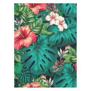 Elegant Tropische Bladeren en Hibiscus Flowers Tafelkleed