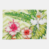 Elegant Tropische Bladeren en Hibiscus Flowers | Theedoek (Horizontaal)