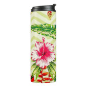 Elegant Tropische Bladeren en Hibiscus Flowers | Thermosbeker (Gedraaid links)