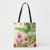 Elegant Tropische Bladeren en Hibiscus Flowers | Tote Bag (Voorkant)