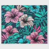 Elegant  Tropische Bloemen en Kunst | Cadeaupapier (Vlak)