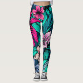 Elegant  Tropische Bloemen en Kunst | Leggings (Voorkant)