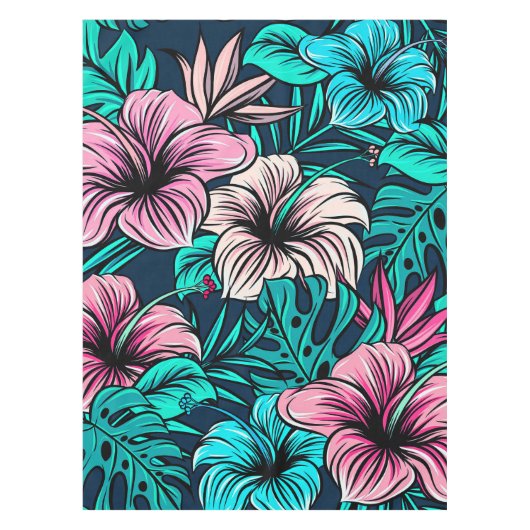 Elegant Tropische Bloemen en Kunst | Tafelkleed (Voorkant)