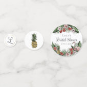 Elegant Tropische Flamingo & Hibiscus Bruidsmeisje Confetti (Voorkanten)