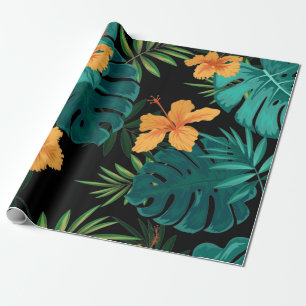 Elegant tropische flora en bladeren kunst   cadeaupapier
