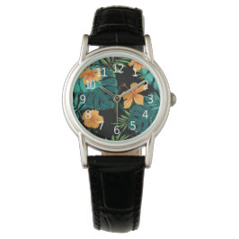 Elegant tropische flora en bladeren kunst | horloge