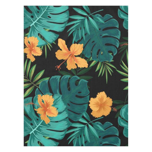 Elegant tropische flora en bladeren kunst | tafelkleed (Voorkant)